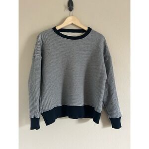 FRANK & EILEEN‎ Ribbed Knit Pullover Sweatshirt XS White Navy Blue NEW Stripe